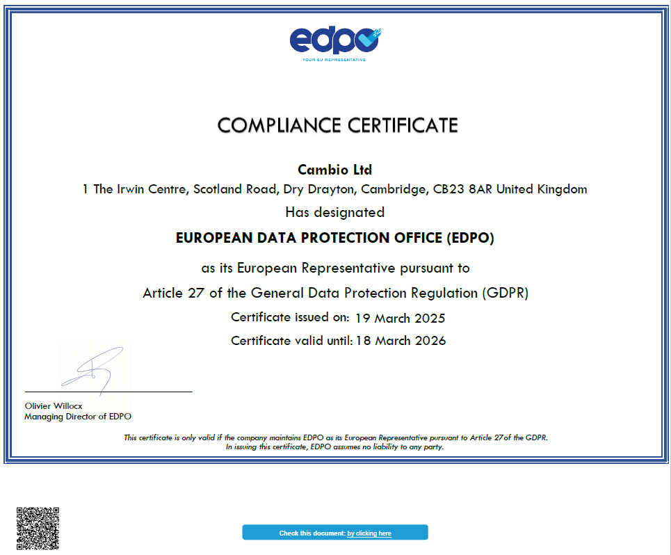 Compliance Certificate